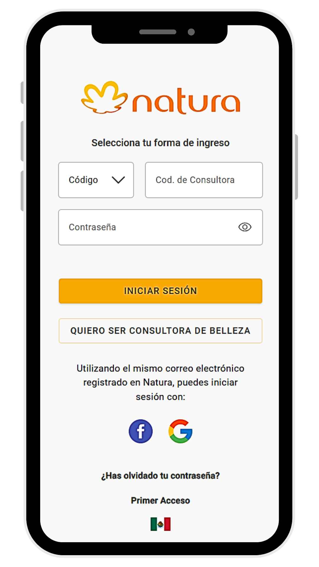 App Mi Negocio Natura Acceso Oficina Virtual